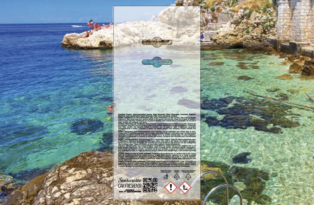 Șablon personalizat pentru ambalaj odorizant auto, aromă:﻿Mare verde wellness